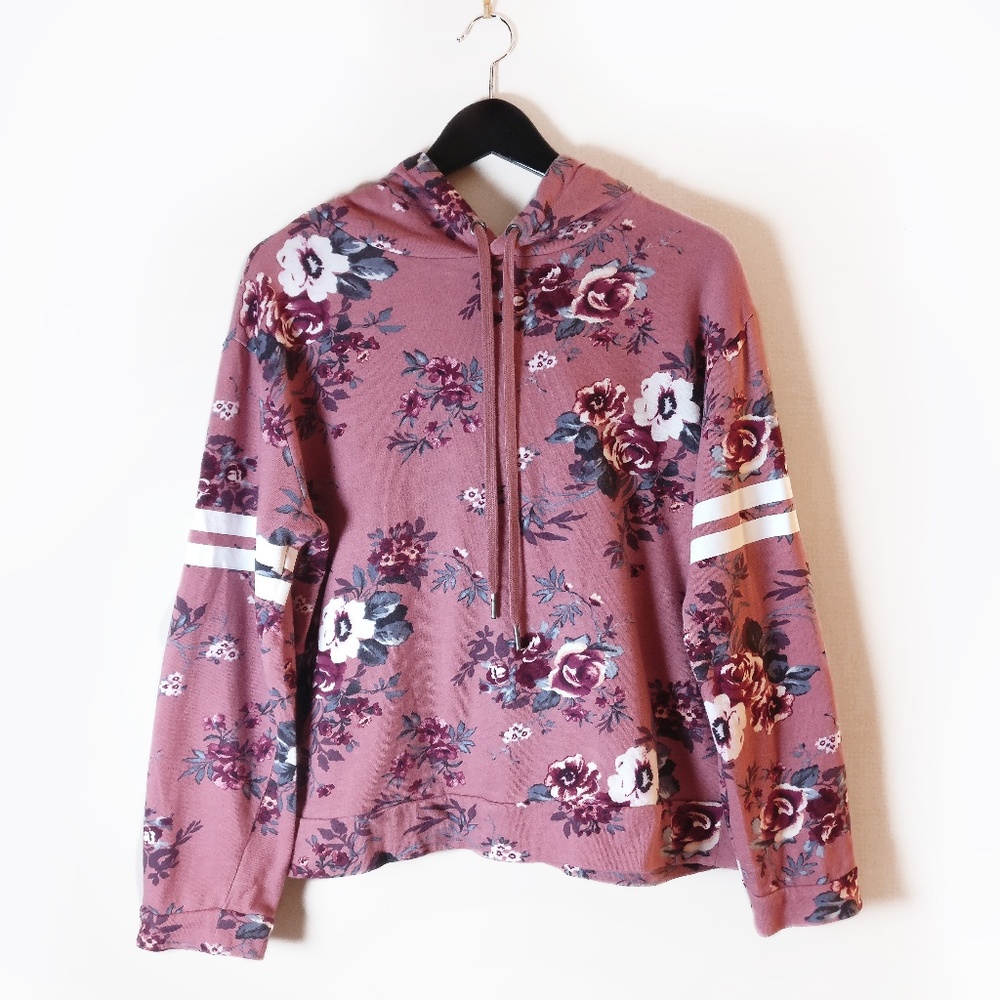 IRIS Mauve Blush Pink Floral Varisty Pullover sz M